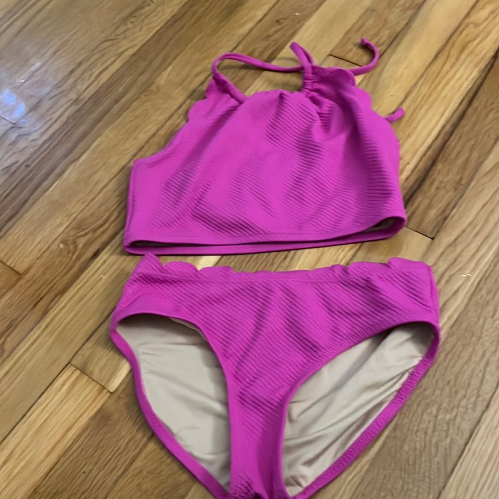 pink tankini swimsuit